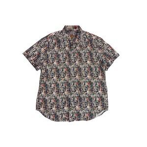 ROBERT GRAHAM Button Down Shirt Mens Large Multicolor Geometric Mosaic Short Slv